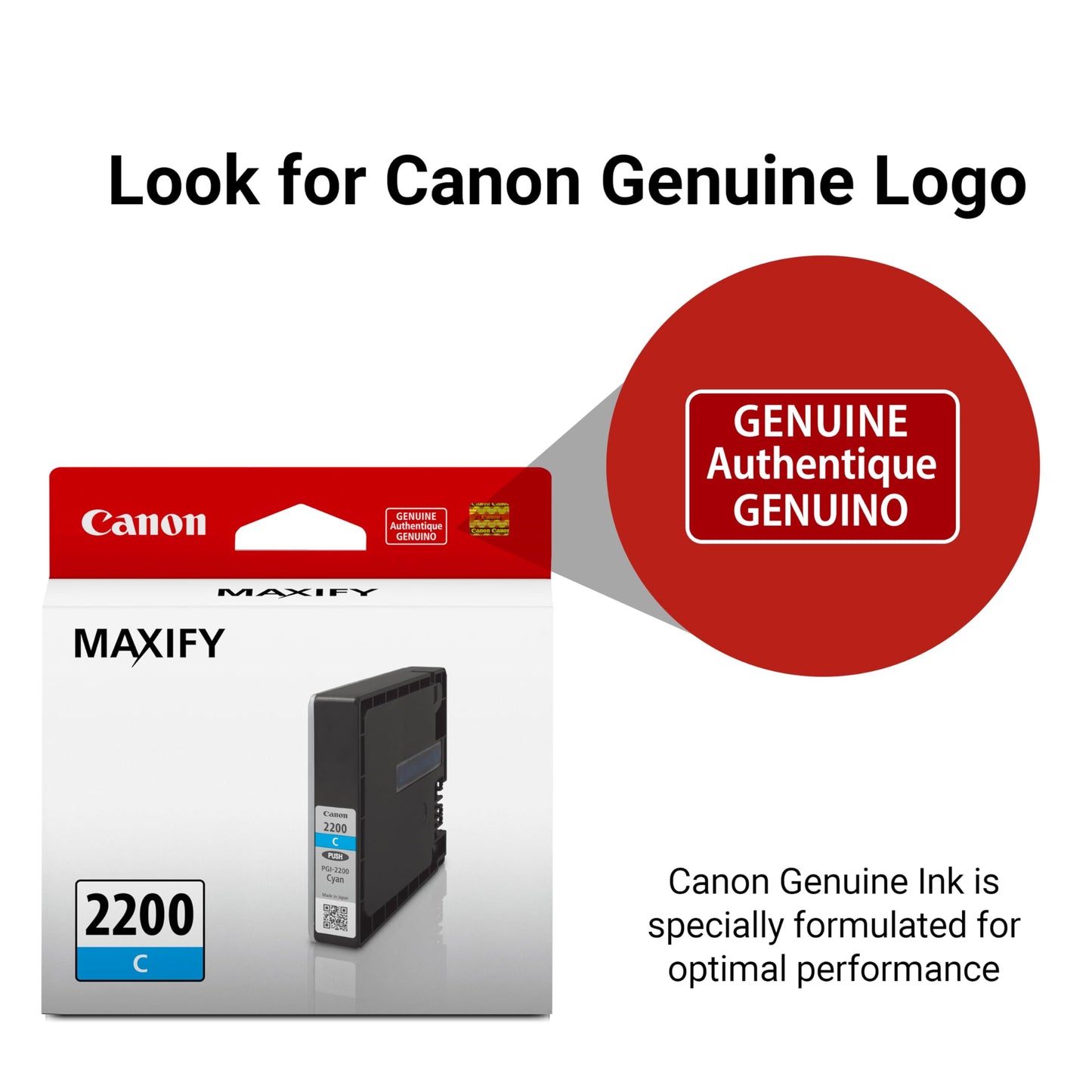 Canon PGI-2200 Genuine Cyan Ink Tank, Compatible with IB4120, MB5420, MB5120, IB4020, MB5020, and MB5320 Printers