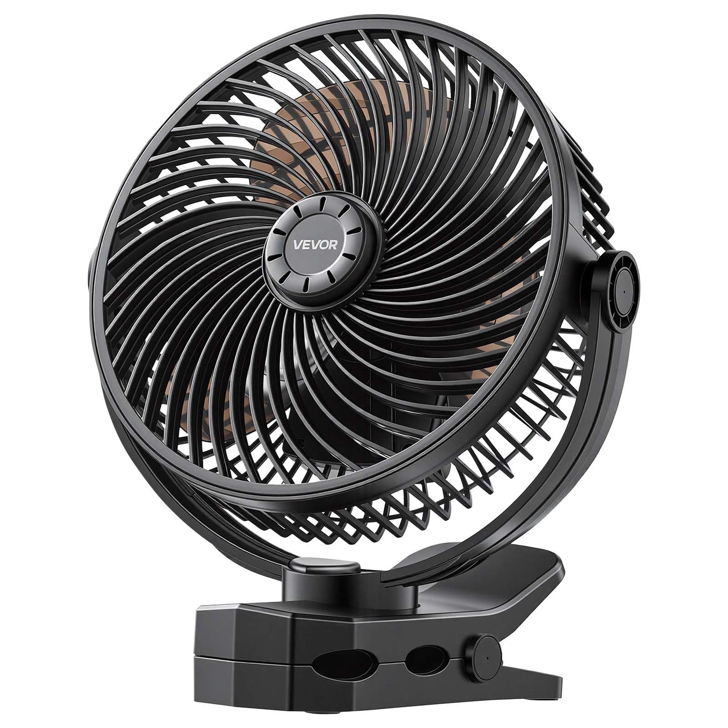 VEVOR Portable Clip Fan, 5000mah*2, 22h Max Runtime Rechargeable Clip On Fan, USB Port with 3 Speeds & Circulation Mode, Strong Airflow, for Desk