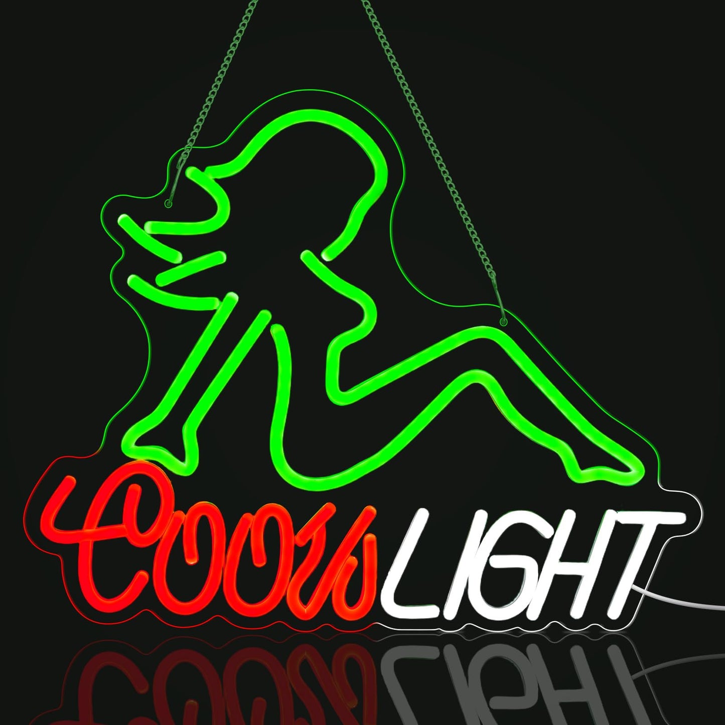 Tailedi Crs Neon Sign, Beer LED Light for Man Cave Bar Decor Green Lady Neon Lights for Bar Wall Art for Beer Pub Restaurant Party Decor