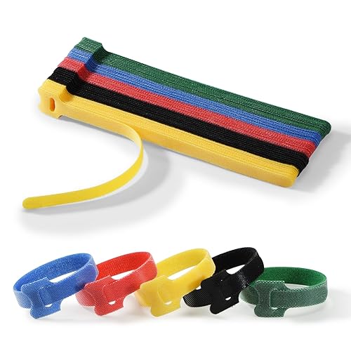 50PC 8 In Reusable Cable Ties, Multi-Purpose Cord Ties for Electronics, Cable Management Ties, Adjustable Fastening Hook and Loop StrapsHome/Office