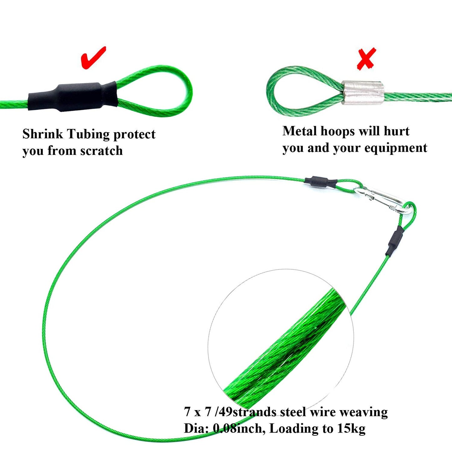 Atoptek Camera Safety Tether, Stainless Steel Cable Wire Colorful Coating Lanyard with Hook Carabiner Clip for GoPro Hero 9 8 7 6 5 4 3 Session DJI