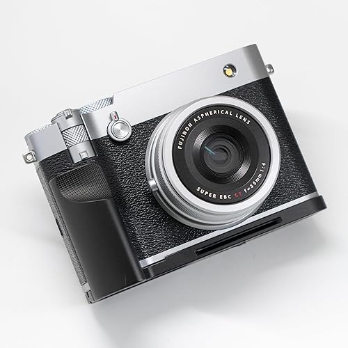 Handmade Wood Hand Grip L Plate Alloy Base for Fu ji Film GFX100RF Camera Holder (Black Grip + Black Base)