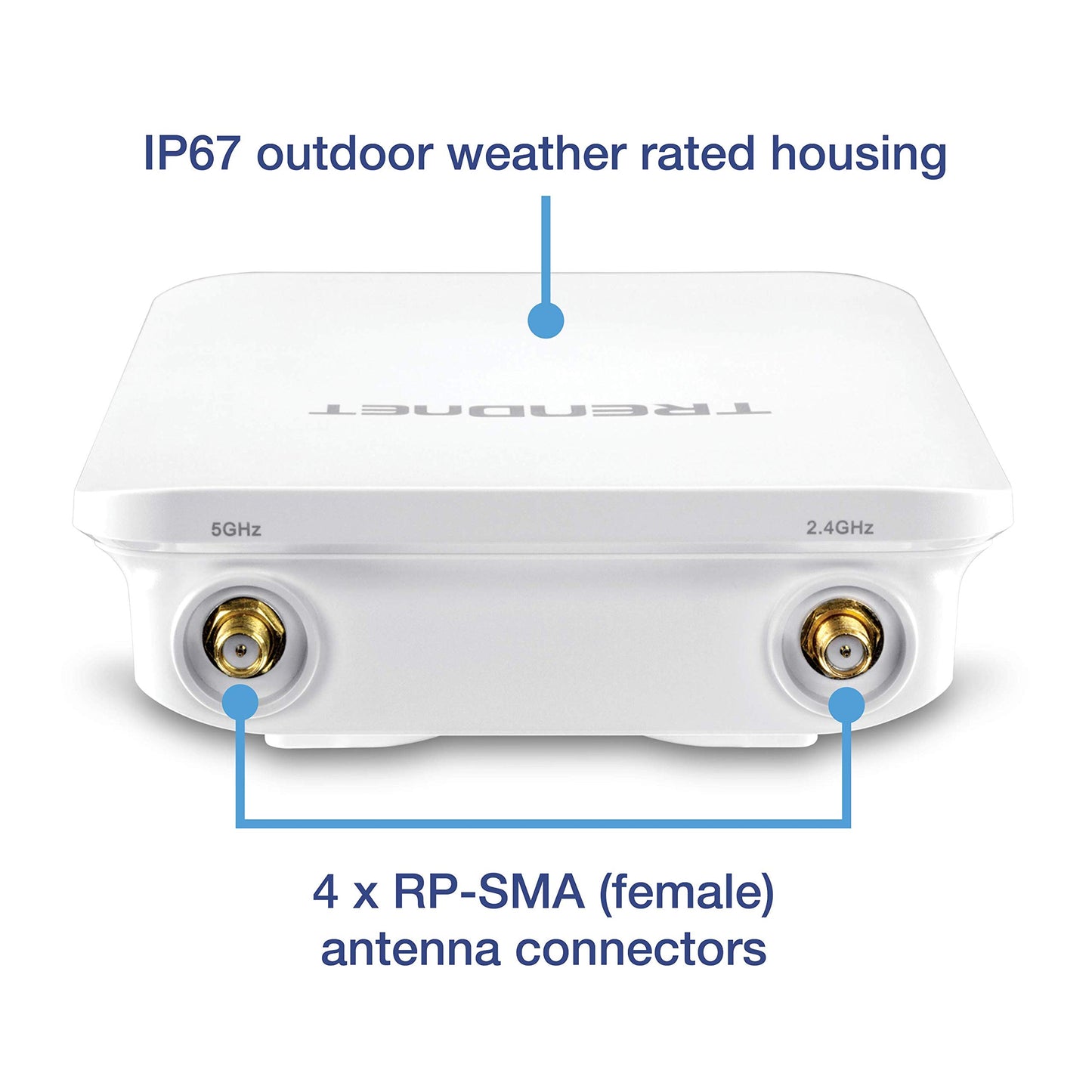 TRENDnet 5 DBI Wireless AC1300 Outdoor PoE+ Omni-Directional Access Point, TEW-841APBO, 4 X 5 DBI Omni Directional Antennas, Point-to-Point