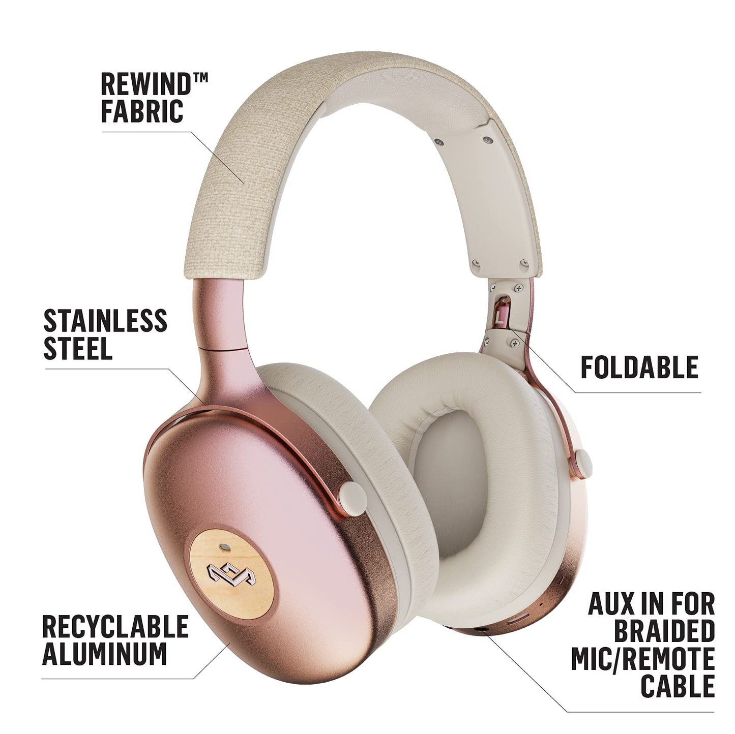 House of Marley Positive Vibration XL ANC: Noise Cancelling Over-Ear Headphones with Microphone, Wireless Bluetooth Connectivity, and 26 Hours…
