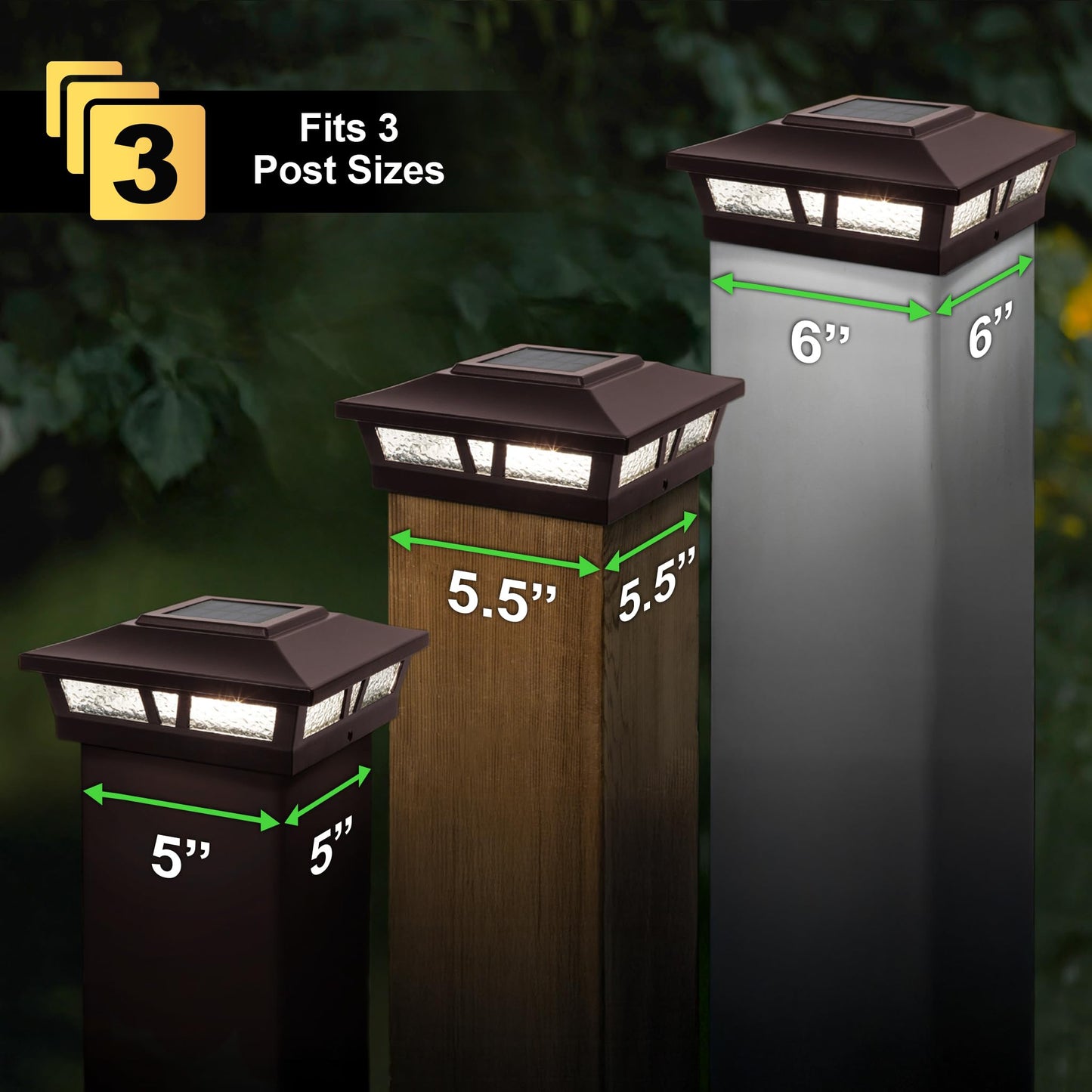 Classy Caps SLX772C 6x6 Brown Aluminum Oxford Solar Post Cap - High-Performance Solar Lighting, 2 LEDs, Durable Cast Aluminum, Decorative Glass Lens