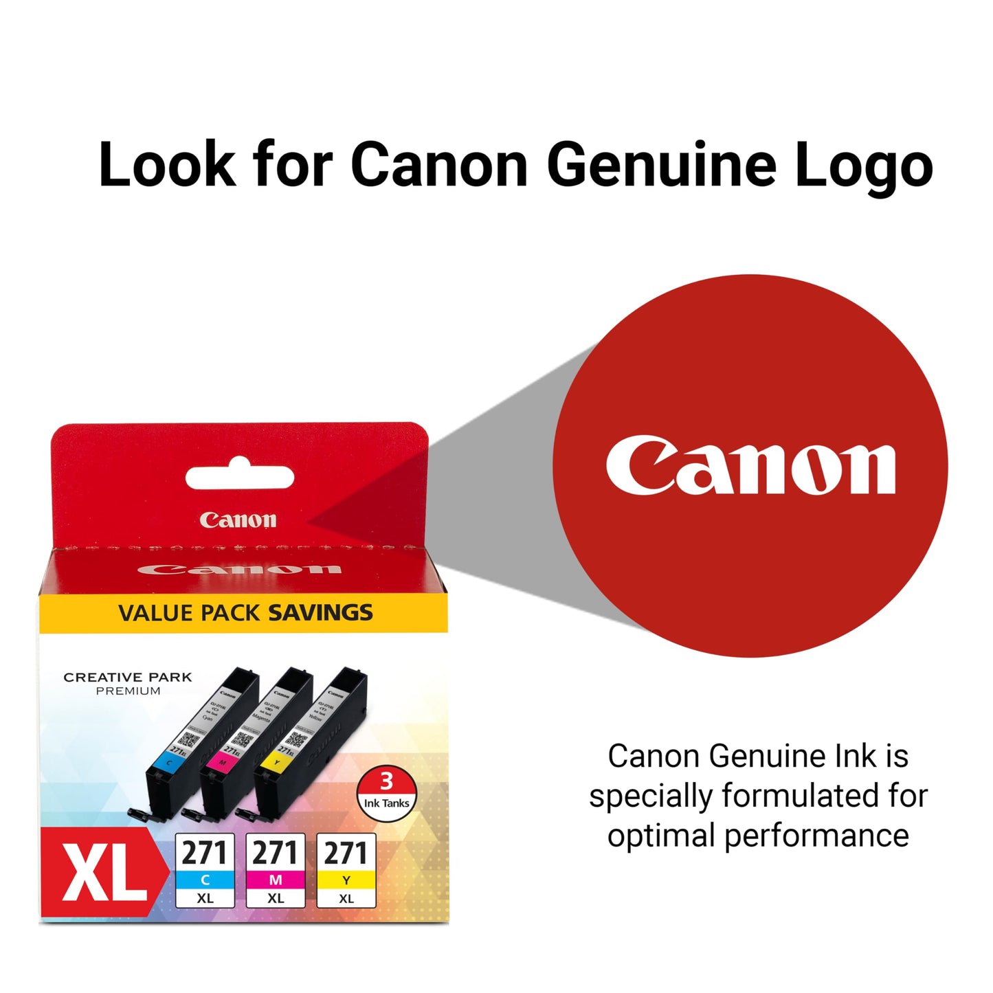Canon CLI-271XL Genuine Three Color Value Pack, Compatible with MG6820, MG6821, MG6822, MG5720, MG5721, MG5722, MG7720, TS5020, TS6020, TS8020,