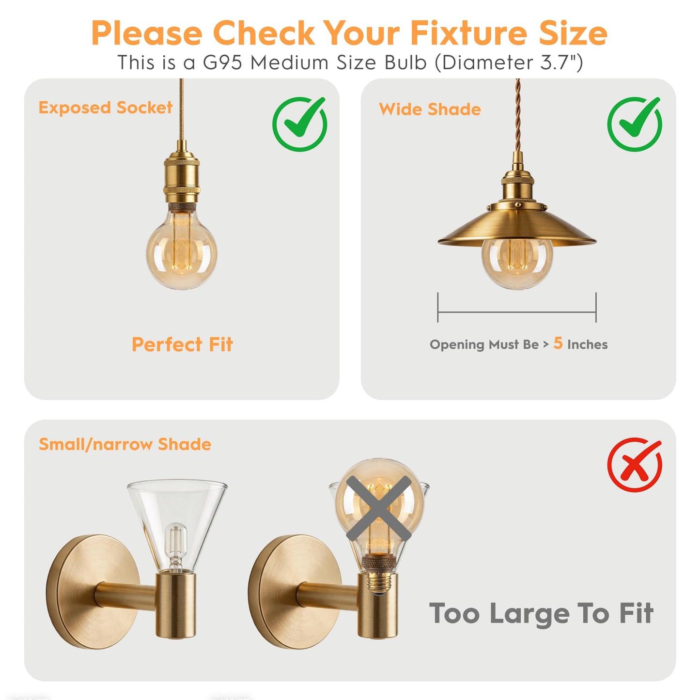 Harwez Dimmable Edison Bulb E26 Vintage Round LED Light LowLumen Amber G95