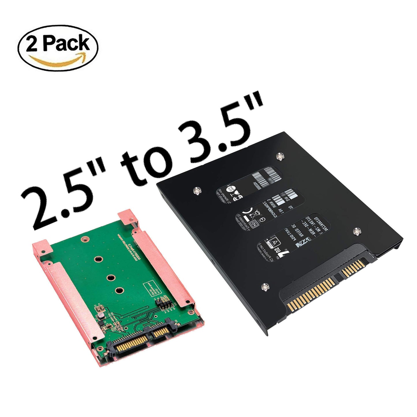 Ruaeoda SSD Mounting Bracket 2.5 to 3.5 Adapter 2 Pack,SSD Bracket SSD Tray Adapter 2.5" to 3.5" HDD SSD Hard Disk Drive Bays Holder Metal Mounting
