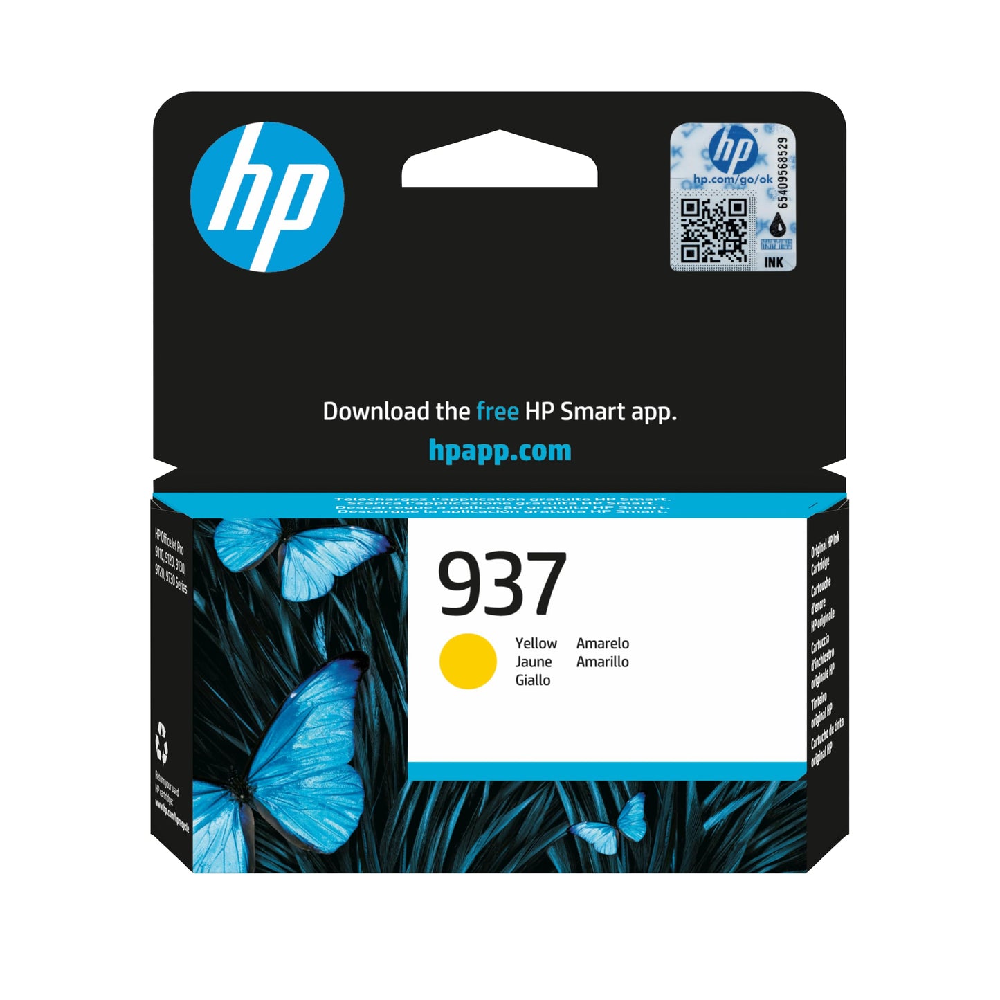 HP 937 Yellow Original Ink Cartridge (4S6W4NE) - Works OfficeJet Pro 9110b, 9120 All-in-One, 9120b All-in-One, 9130 All-in-One, 9130b All-in-One