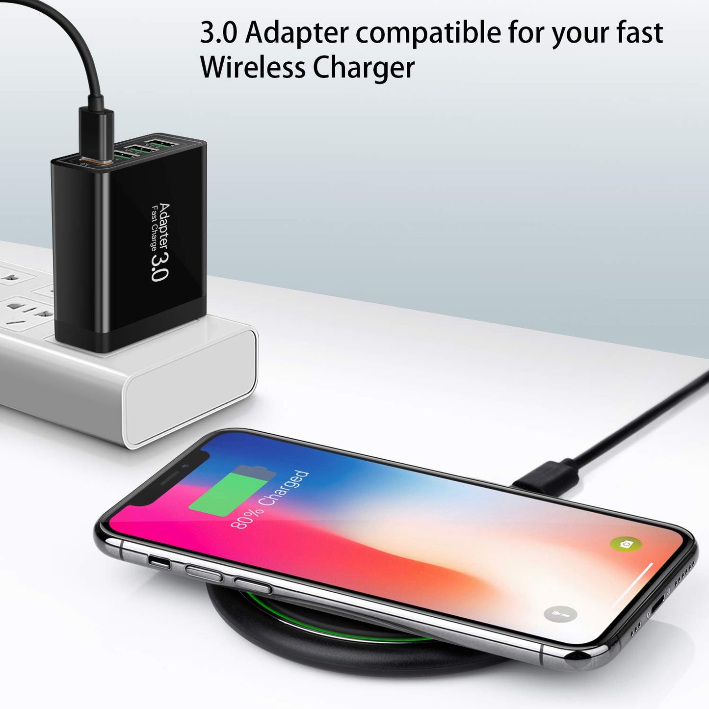 3-Pack Fast Charging 3.0 Wall Charger, 4-Ports USB Charger Block, iSeekerKit Multi USB Power Adapter, Dual Charging Box Plug Brick Cube Compatible