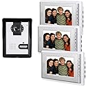 AMOCAM Wired Video Intercom Doorbell System, 3PCS 7-Inches LCD Monitor HD Camera Video Door Phone Doorbell Kits, Support Monitoring, Unlock, Dual-Way