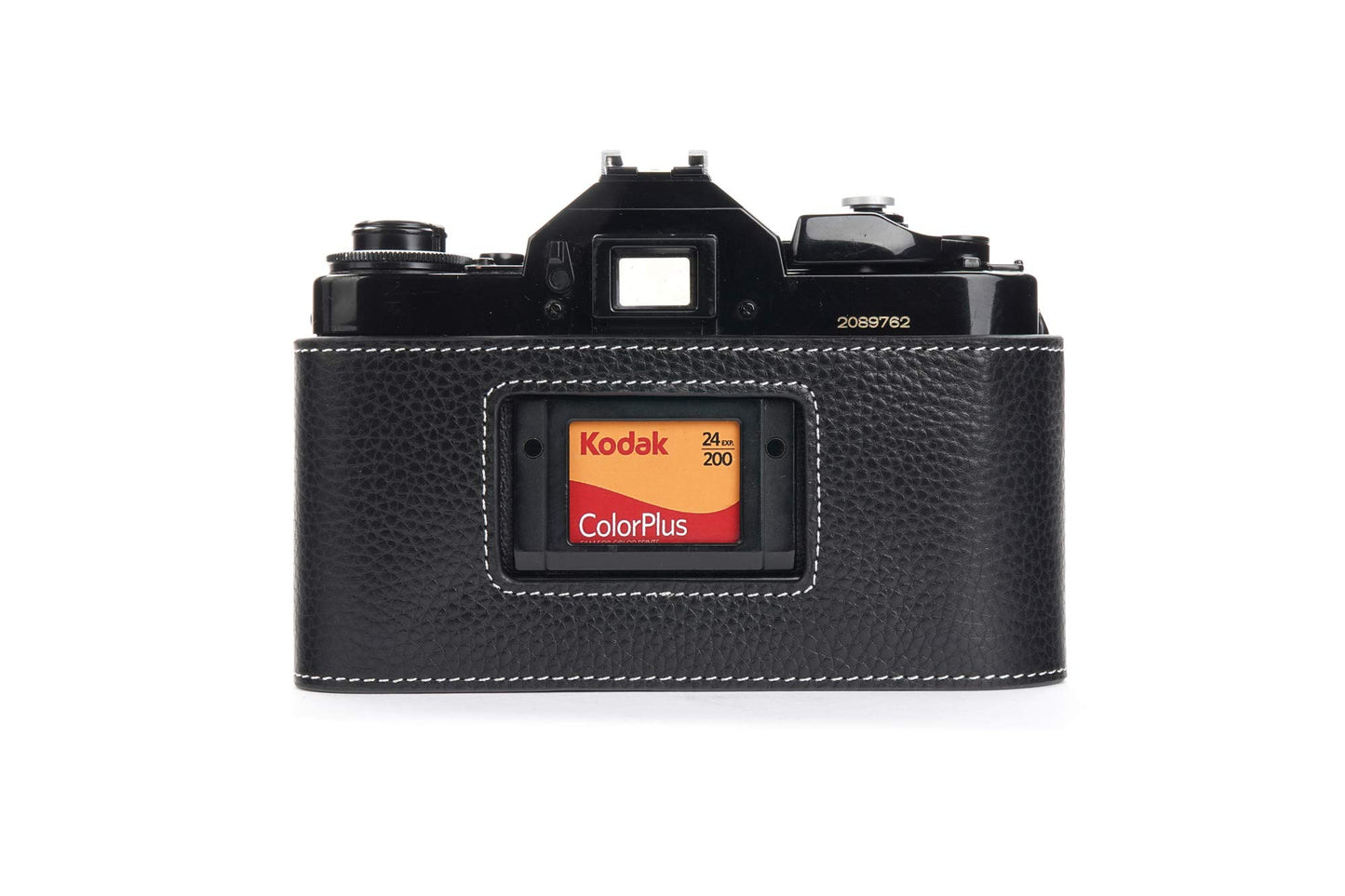 A-1 Case, BolinUS Handmade Genuine Real Leather Half Camera Case Bag Cover for Canon New AE-1 AE-1P A-1 (with Handle) Camera with Hand Strap (Black)