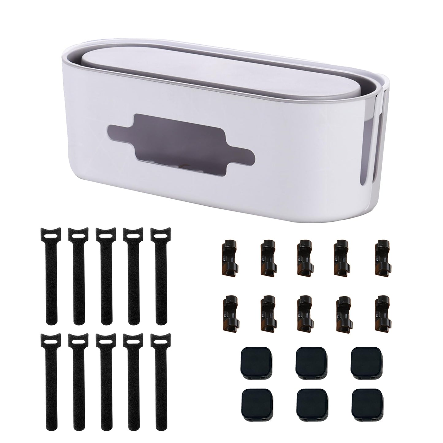 Cable Management Box?with 26PCS Cable Management Kit?Cord Organizer to Hide Cords and Power Strips?Under Desk Cable Management?Safe ABS Material?for
