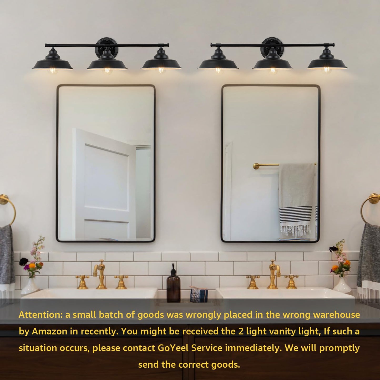 GoYeel Bathroom Vanity Light Fixtures Over Mirror 32.3"-Matte Black Wall Sconce Lighting 3 Lights Rustic Farmhouse Vanity Light Industrial Indoor Wall