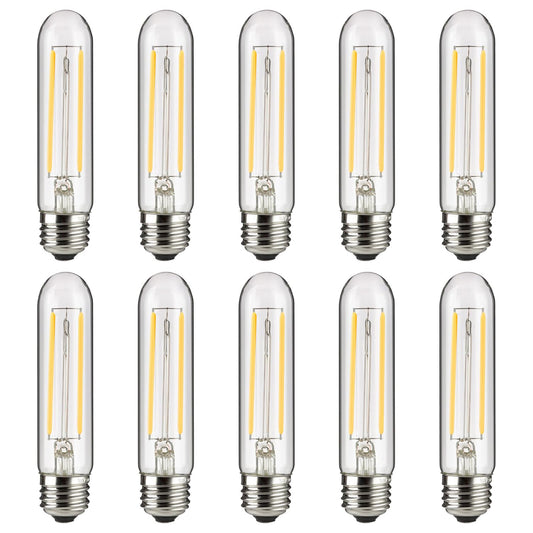 Sunlite LED Filament T10 Tubular Light Bulb, 2 Watts (25W Equivalent), 160 Lumens, Medium E26 Base, 120 Volts, Dimmable, 90 CRI, UL Listed, Clear