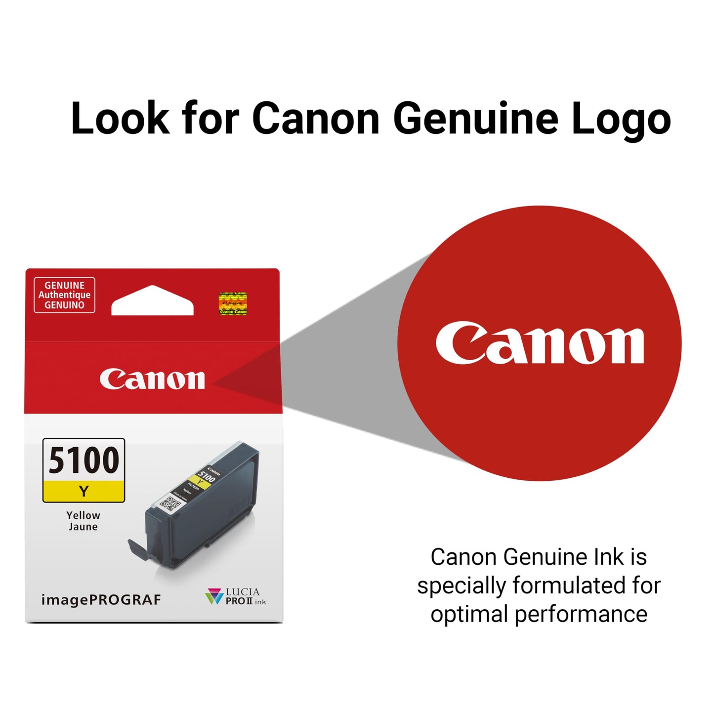 Canon PFI-5100 Genuine Yellow Ink Tank, Compatible with ImagePROGRAF PRO-310 Printers