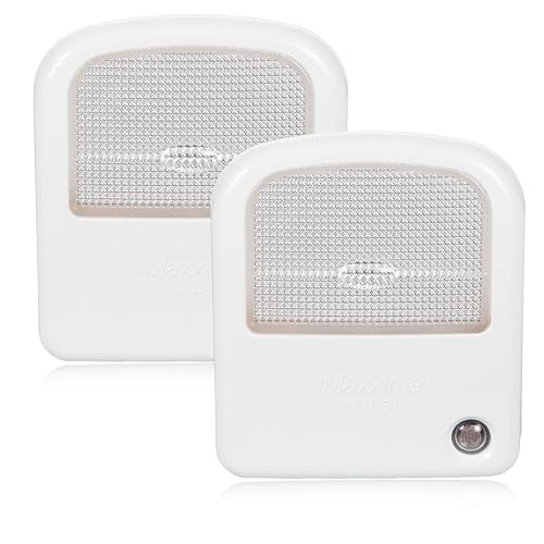 Maxxima MLN-60 LED Night Light with Dusk to Dawn Sensor Cool White Super Bright (Pack of 2)