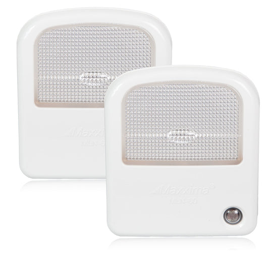 Maxxima MLN-60 LED Night Light with Dusk to Dawn Sensor Cool White Super Bright (Pack of 2)