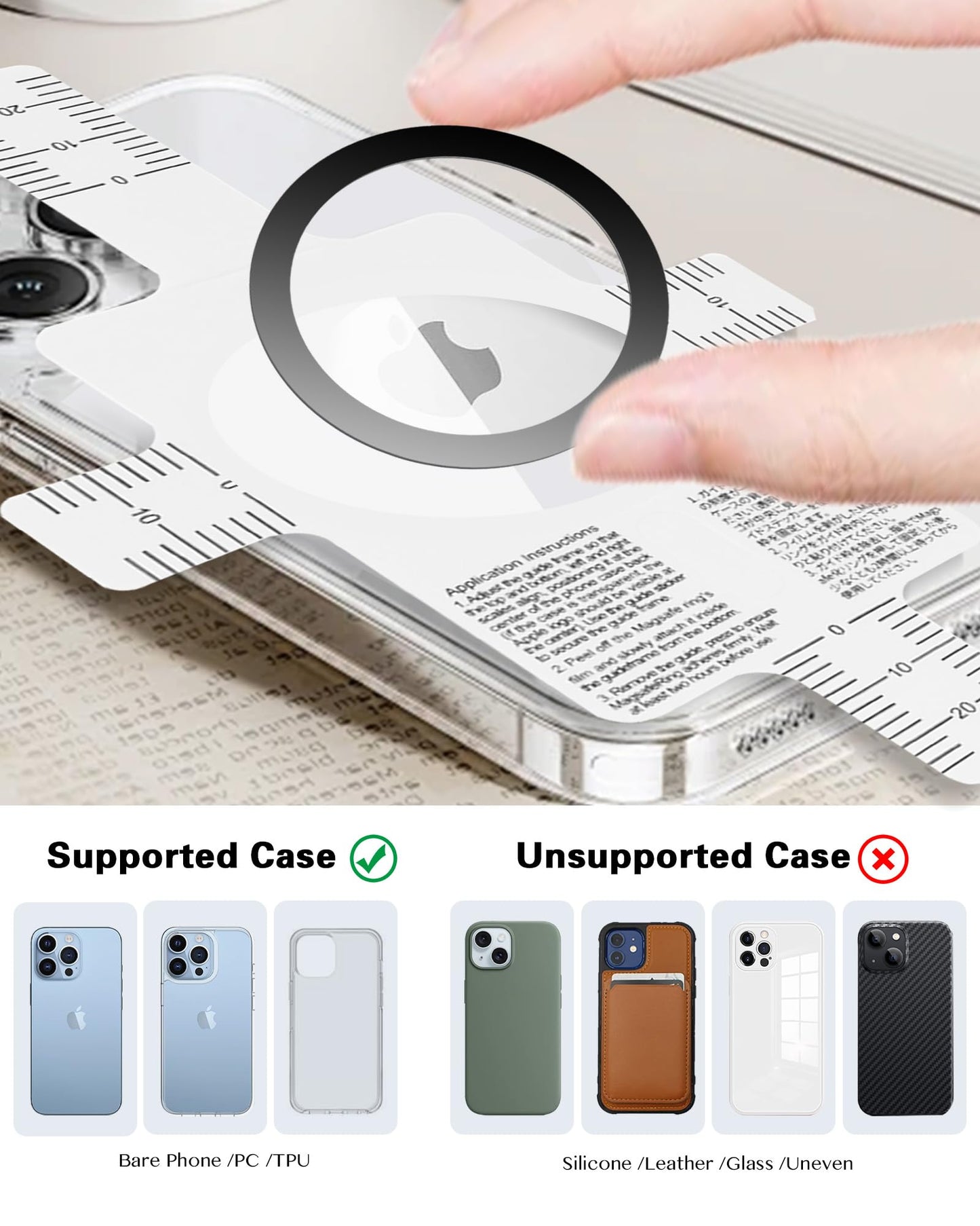 ?0.2mm Ultra-Thin? Aothey Magnetic Ring Sticker, Metal Magnetic Ring for Phone Cases & Wireless Charging, 6 Pack (Black)