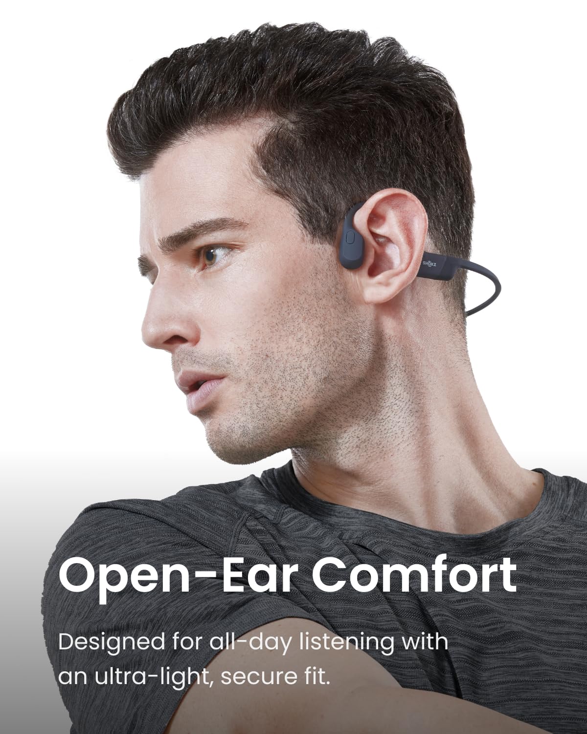 SHOKZ OpenRun Bone Conduction Open-Ear Bluetooth Sport Headphones, Black