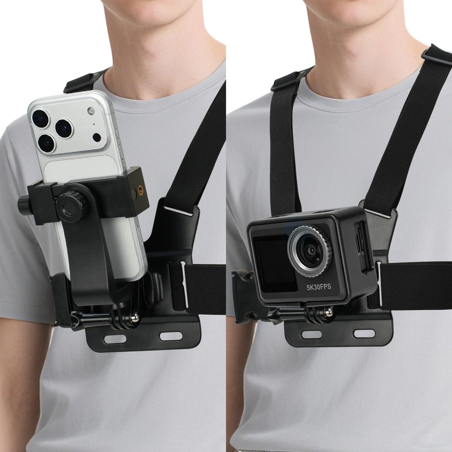 KRILLI Mobile Phone mountable Chest Strap Holder, Suitable for Samsung Series and iPhone Full Range of Mobile Phones, Supporting POV Shooting