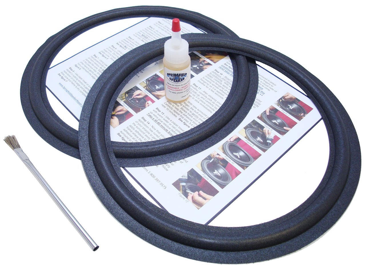 Pioneer 12" Flat Attach Speaker Foam Surround Edge Repair Kit - 2 Speaker Kit - Compatible with Pioneer CL-100, CL100, CS-9000, CS9000, CSD-9001
