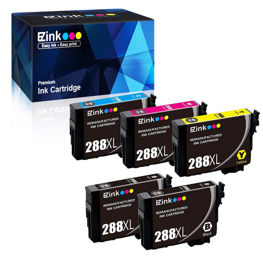 E-Z Ink (TM) Remanufactured Ink Cartridge Replacement for Epson 288 288XL High Capacity (2 Black, 1 Cyan, 1 Magenta, 1 Yellow) 5 Pack for Expression