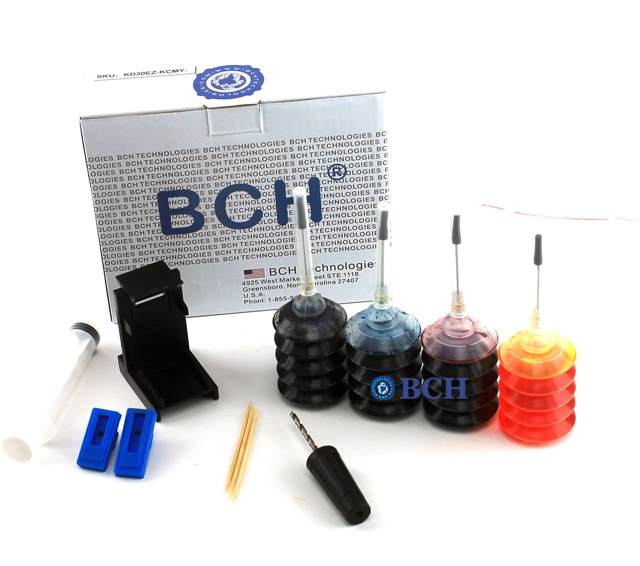 BCH Ink Refill Kit - Compatible with Select HP Ink Cartridges (67, 63, 65, 61, 64, 62, 910XL) - High-Yield Ink for Inkjet Printers - Vibrant Colors