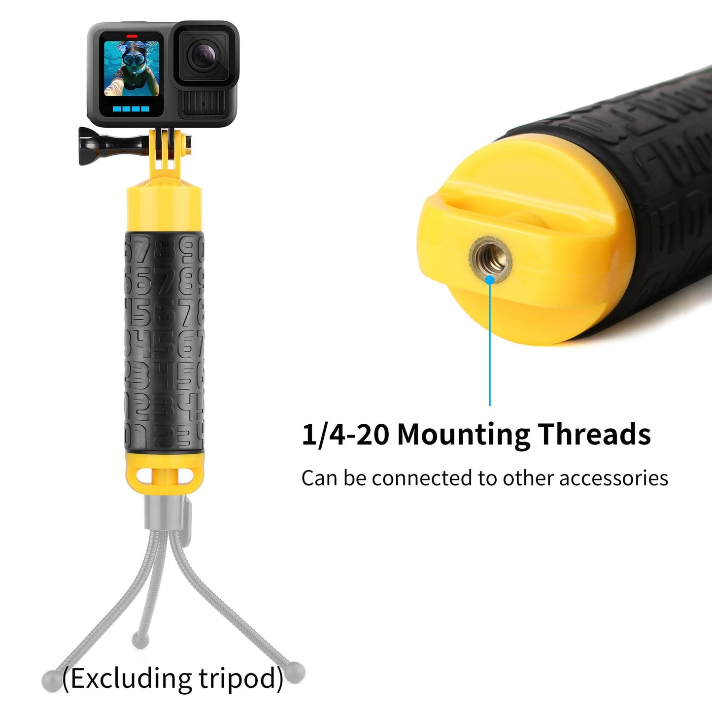 SOONSUN Floating Hand Grip Compatible with GoPro Hero 13 12 11 10 9 8 7 6 5 4 3, Session, Fusion, Max, Osmo Action 3 4, SJCAM, Action Camera