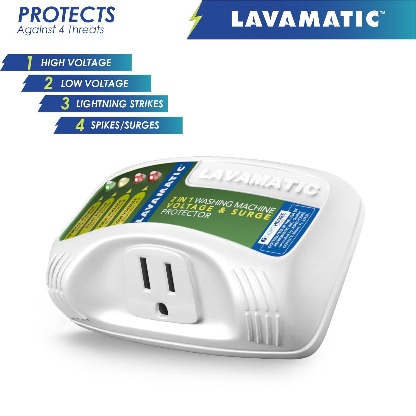 Lavamatic WS-10521 Electronic Voltage & Surge Protector for Front and Top Load Washers - Protect Your Washing Machine Against High and Low Voltage