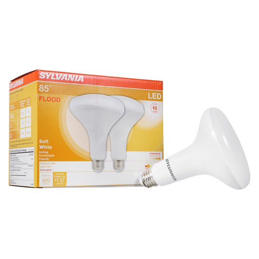 LEDVANCE LED Flood BR40 Light Bulb, 85W Equivalent Efficient 13W, E26 Medium Base, Dimmable 2700K Soft White - 2 Pack (79498)
