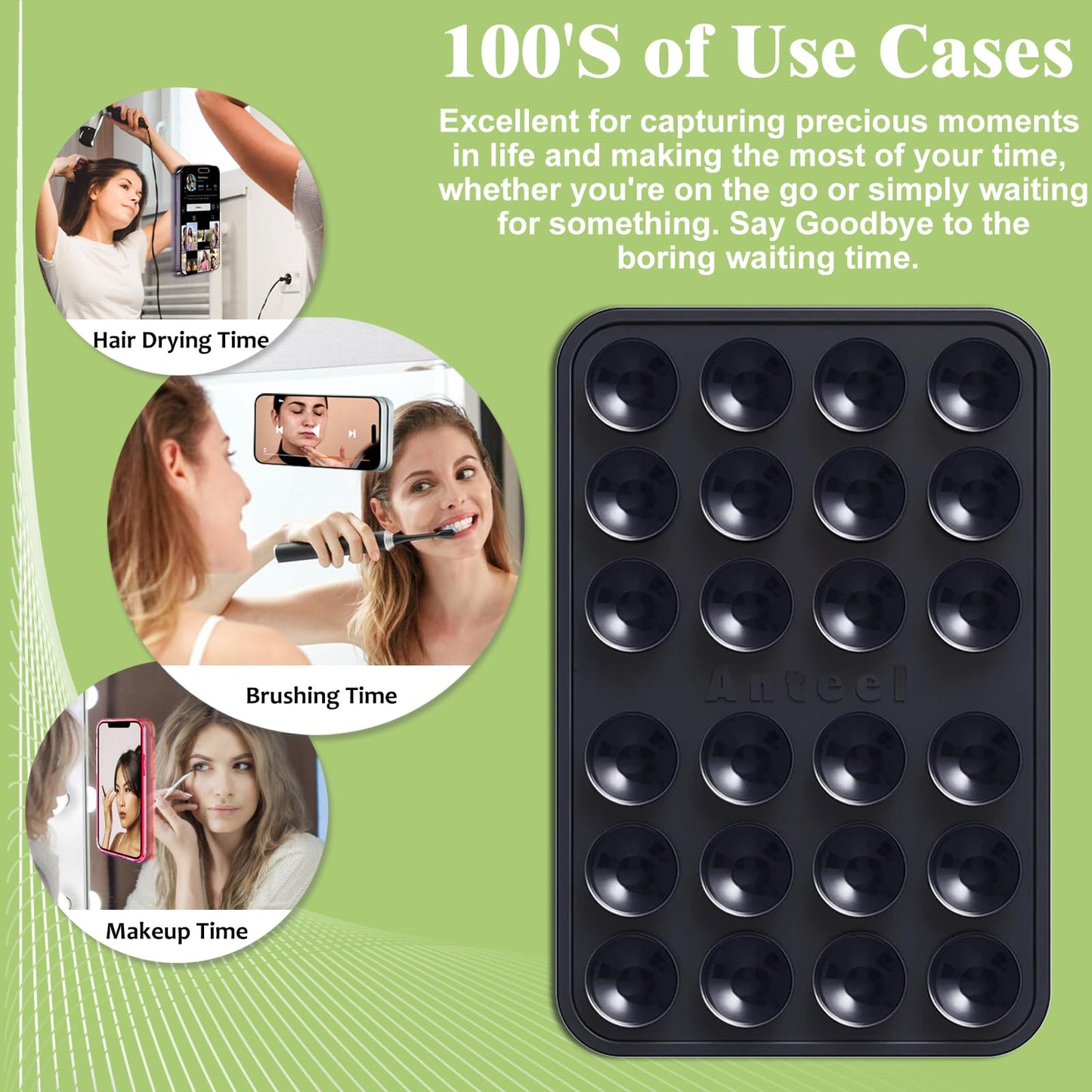 Anteel 4 Pack Silicone Suction Phone Case Adhesive Mount, 2026 Upgraded Thickened & Enhanced Suction Power Hands-Free Sticky Phone Grip Holder, Light