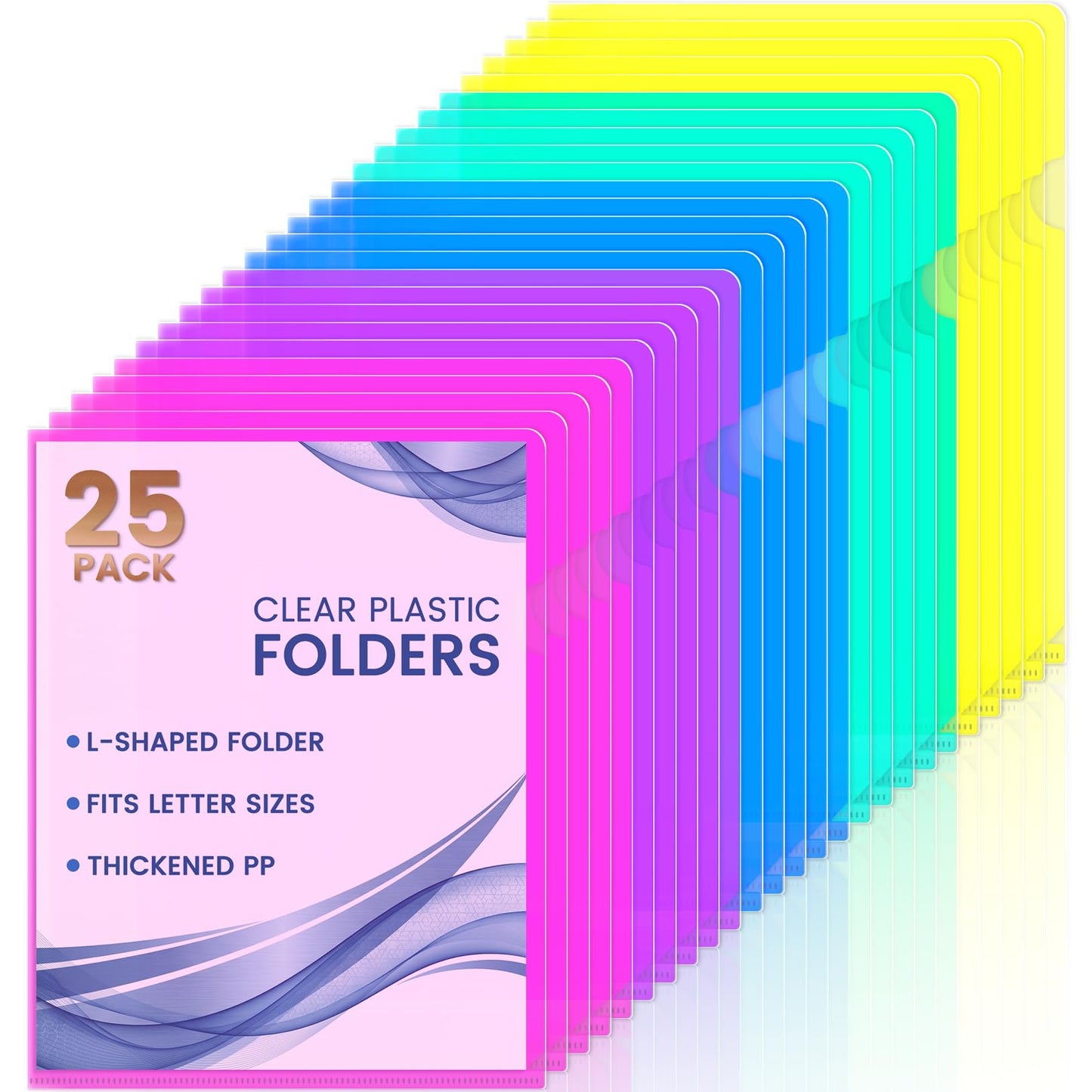Sooez 25 Pack Clear Document Folder Project Pockets, Clear Plastic Folders