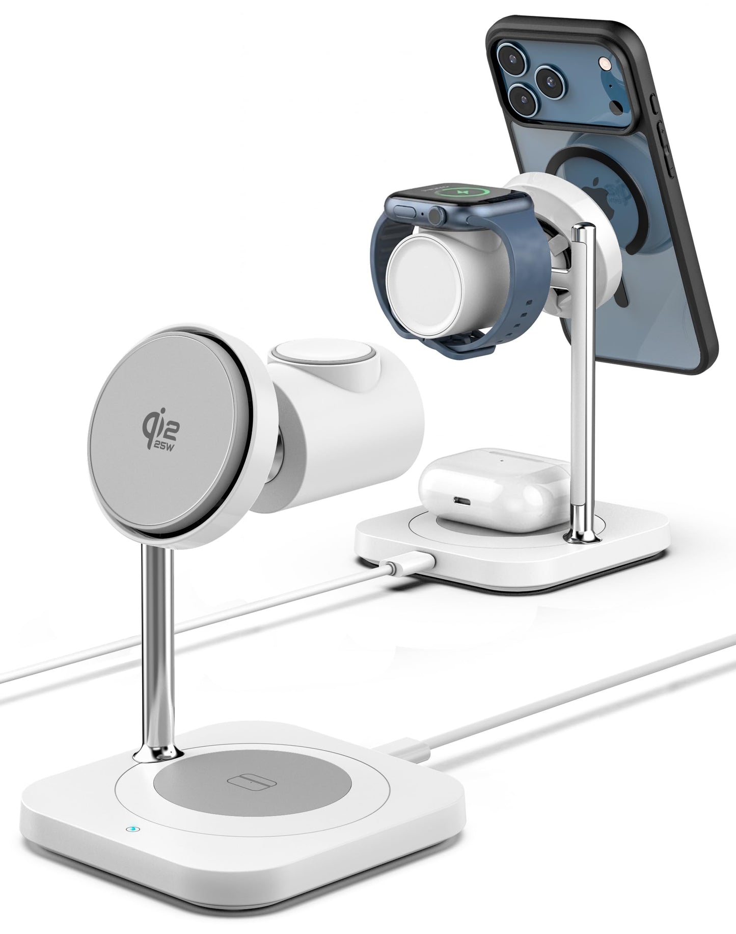Qi2.2 Certified 3-in-1 Wireless Charger Stand for Samsung [25W Fast-Charging] Magnetic Station for Phone, Galaxy Watch and Earbuds, Compatible