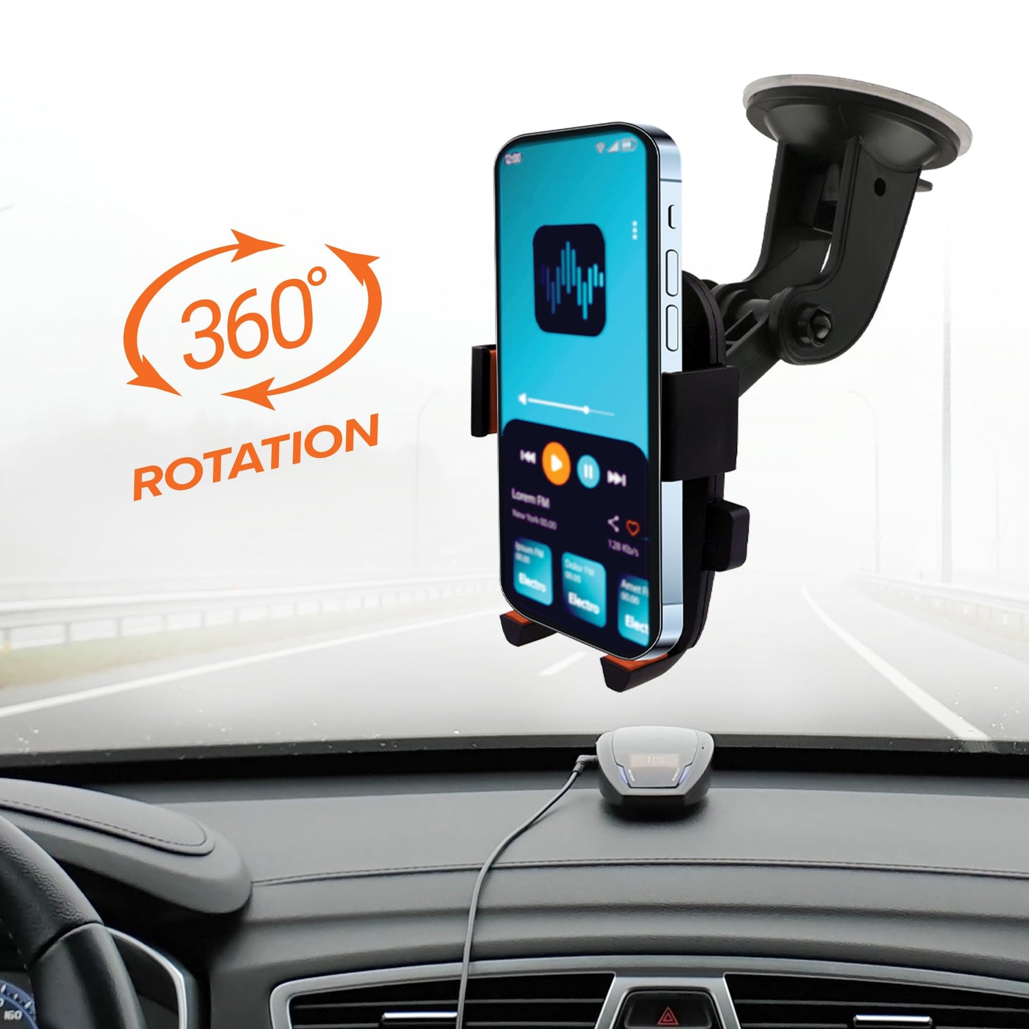 Armor All Phone Mount for Cars, 3-in-1 Phone Holder, Suction Dashboard, Windshield, & Vent Mount, 360° Rotation, Fits iPhone Max, Android, and All