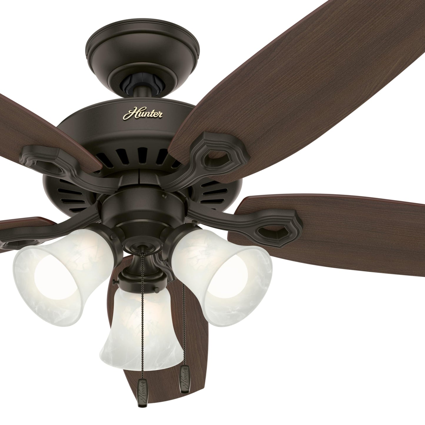 Hunter Fan 52 inch New Bronze Ceiling Fan - Three-Light Fitter with Swirled Marble Glass (Renewed) (New Bronze)