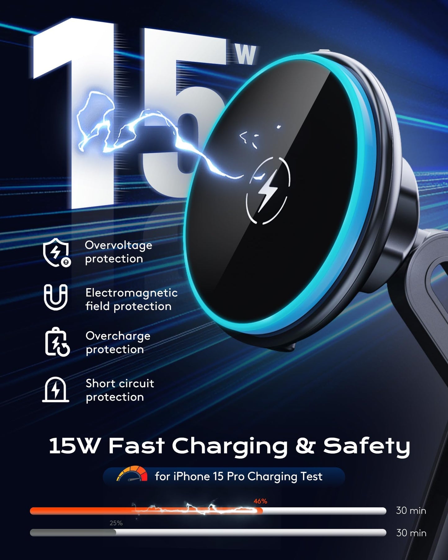 Magnetic Cup Phone Holder Car Wireless Charger for MagSafe, 15W Fast Charging Car Mount Stand for iPhone 16 Pro Max/15/14/13/12, Cupholder Expander