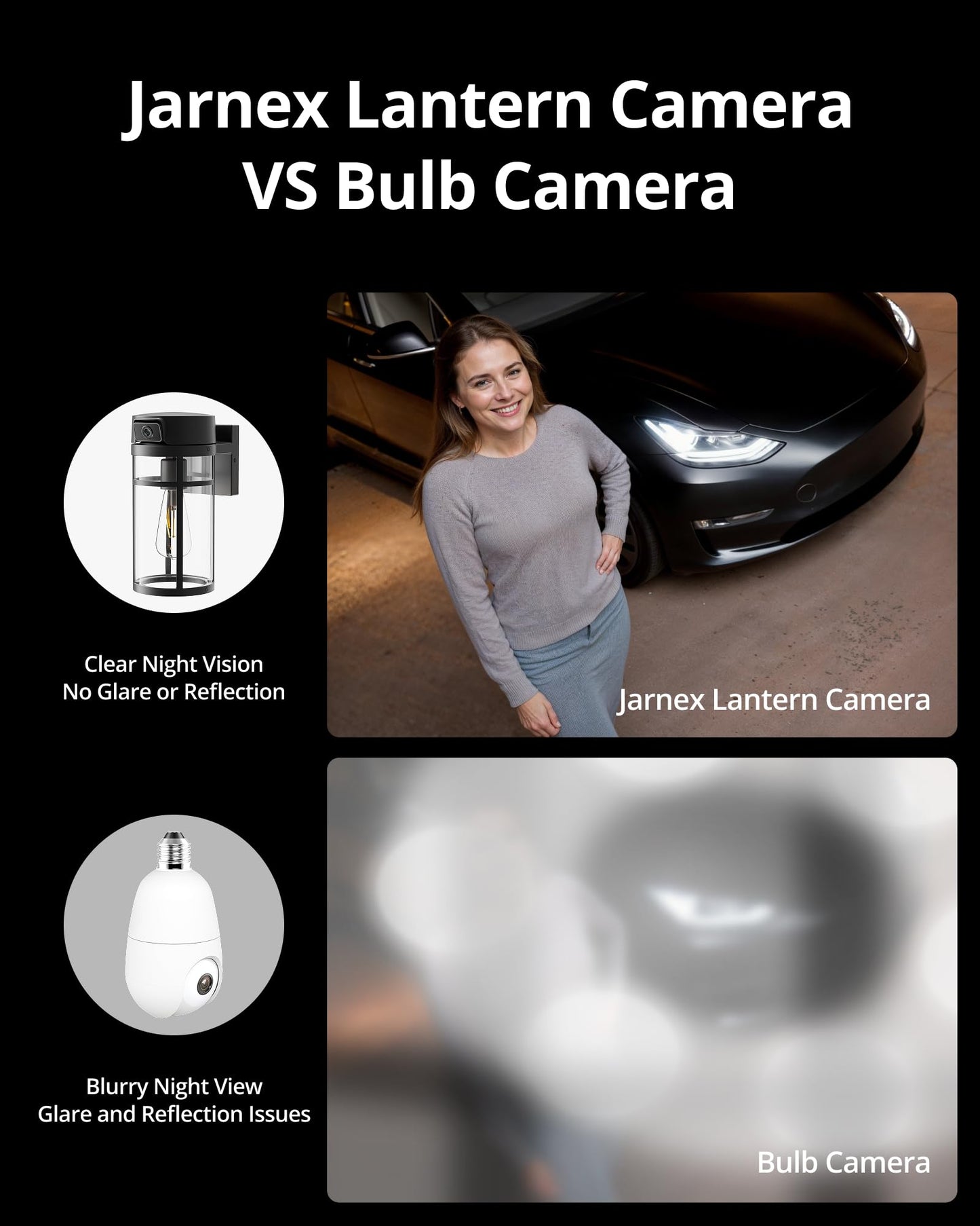 Jarnex Outdoor Porch Light Camera, 2K Wi-Fi Security Cam with AI Human Detection, Pan & Tilt, Dusk to Dawn, 2-Way Audio, Cloud/SD Storage, Wall