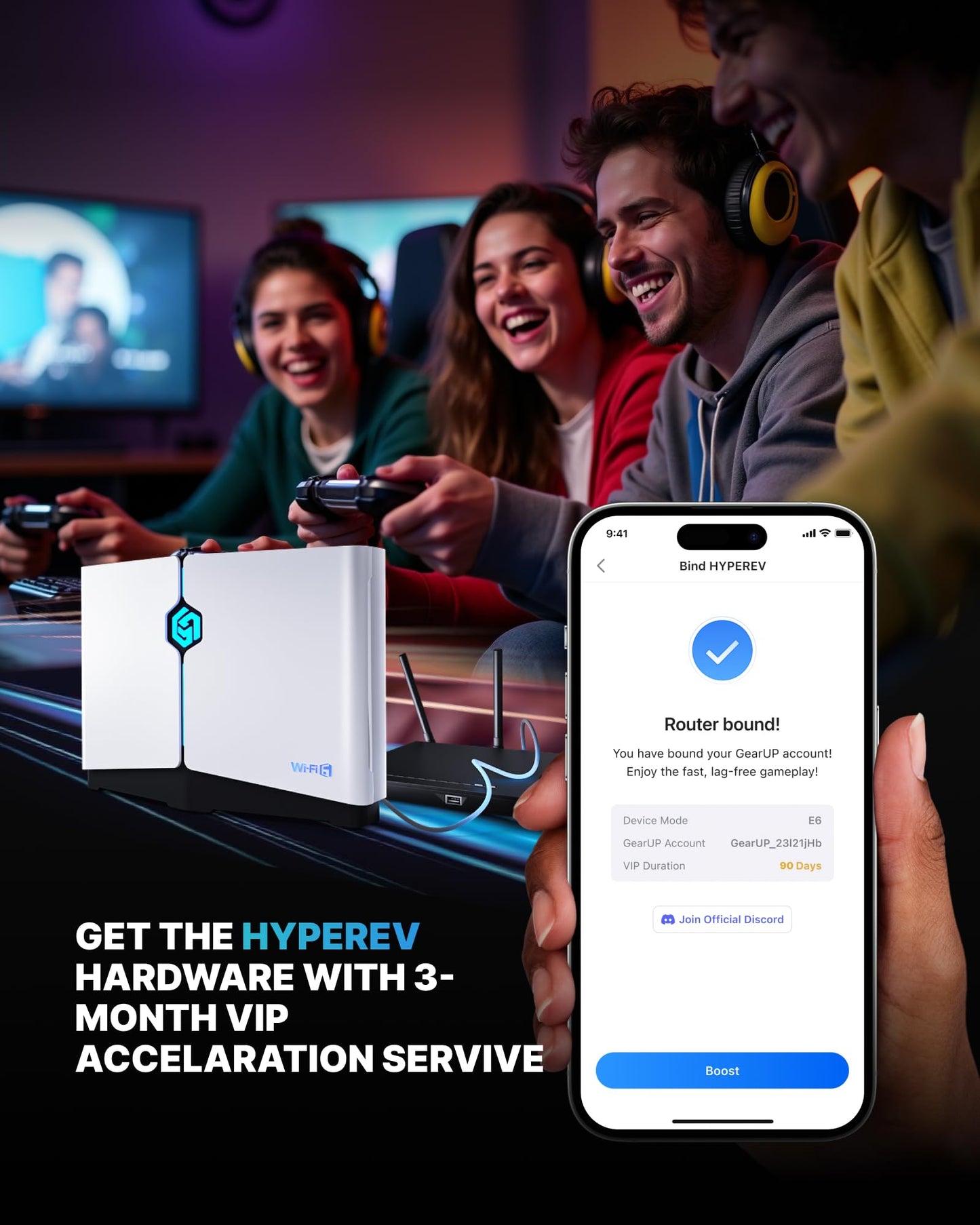 GearUP Gaming Router WiFi Booster - Free 90-Day GearUP Booster Subscription, AX3000 WiFi 6 HYPEREV Wireless Router for Console ?