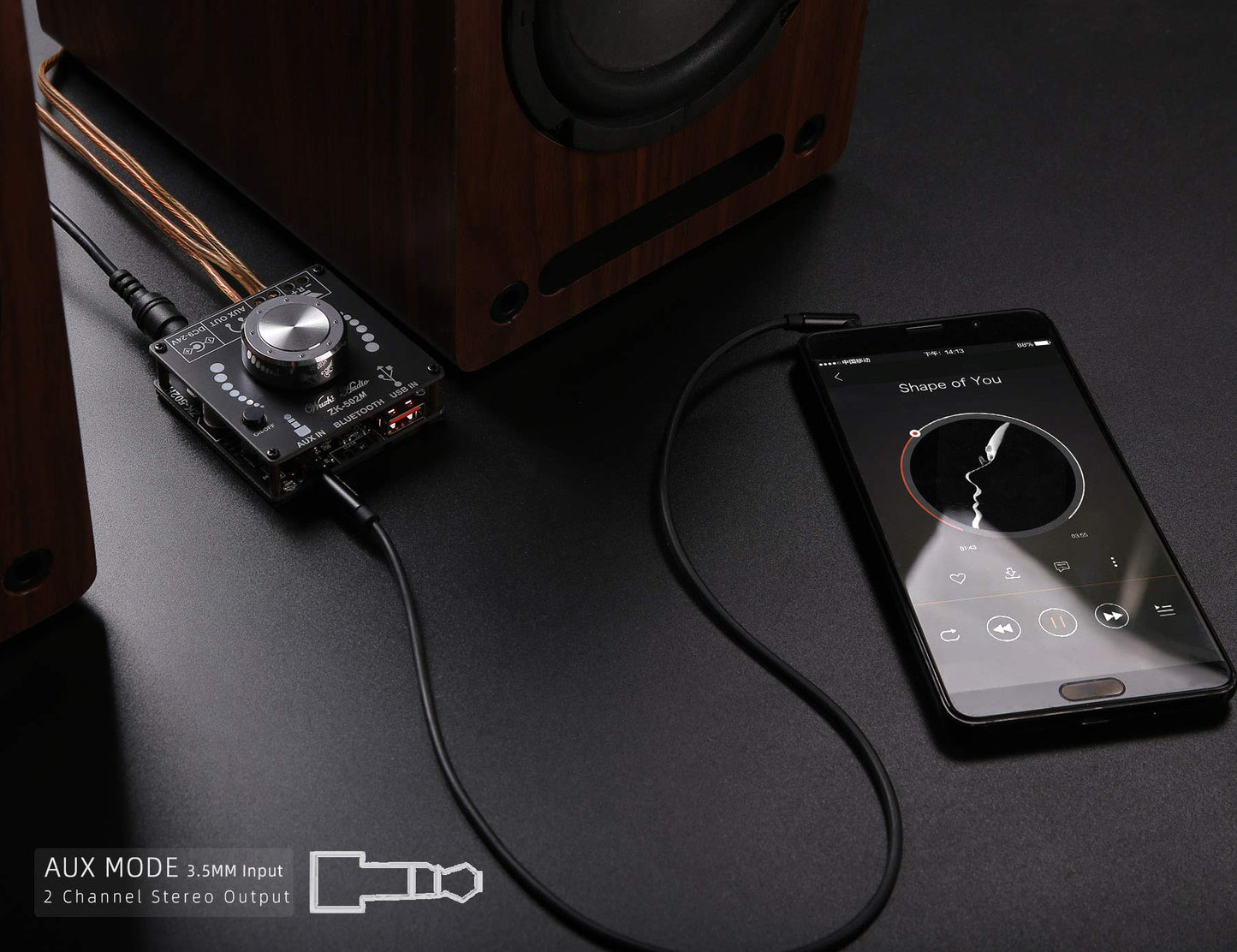 DAMGOO Mini Bluetooth Amplifier 50W+50W Dual Channel Stereo Power Output,DC 12V, Bluetooth+ AUX+ USB Input