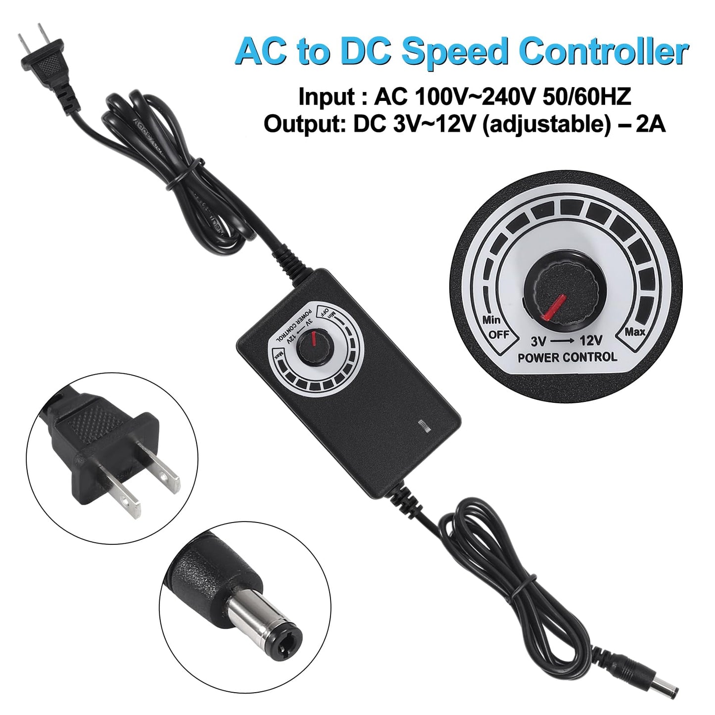 120mm 12V BBQ Blower Fan ,120mm x 32mm Dual Ball Blower Fan 12V with 110v - 240v AC Plug Variable Speed Controller for Ventilation,Outdoor Barbecues
