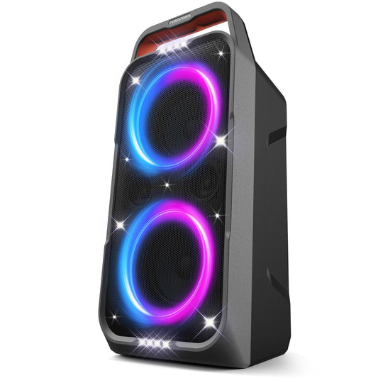 Foxdawn Portable Bluetooth Speaker: 240W Peak Powerful Loud Sound Deep Bass Wireless Boombox Large Subwoofer 15 Hours Battery Life Fast Charging