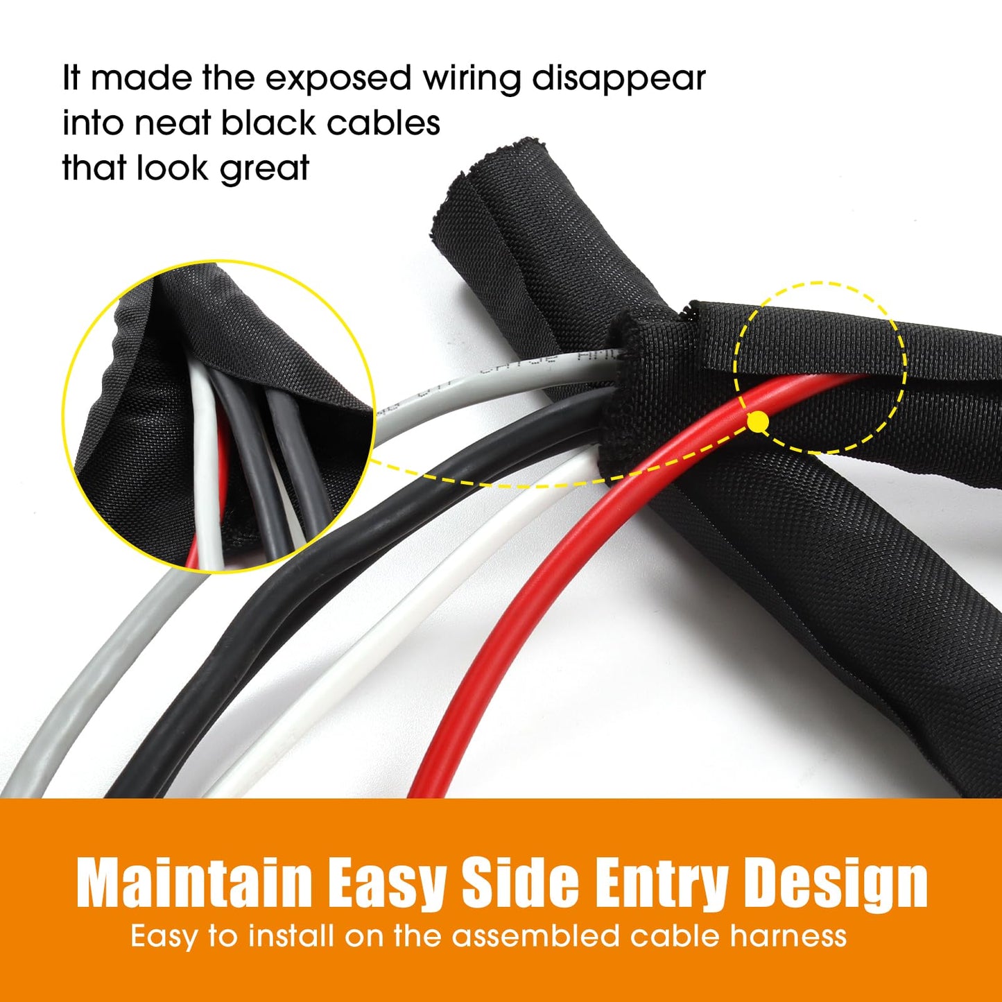 SUNNAREPOON Braided Split Wire Loom Wire Insulation Sleeving Cable Tubing Wrap Harness Hose Protect and Organized (Black, 1/4''(5mm) - 8feet)