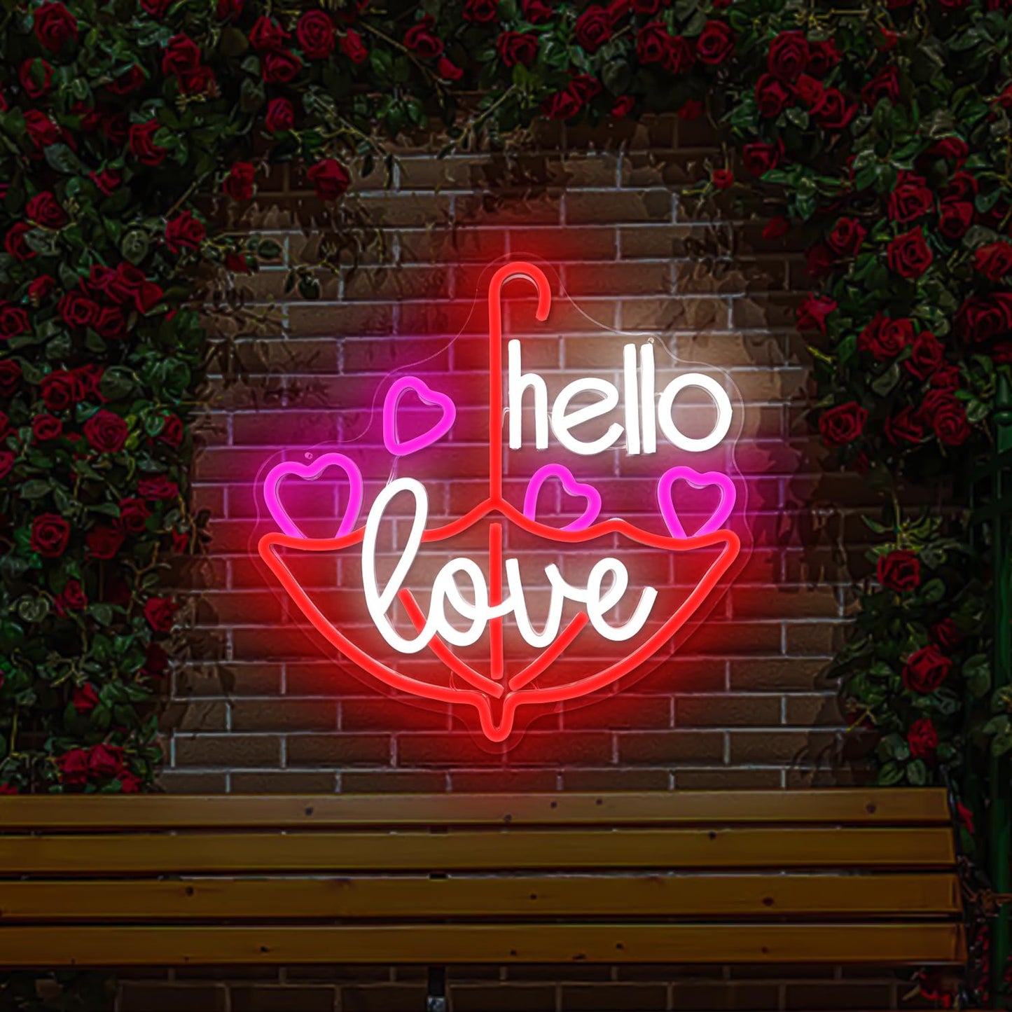Valentine'S Day Neon Sign Dimmable Led Neon Light Hello Love led Sign for Wall Decor Heart Neon Sign for Bedroom Bar Living Room Party Valentine's Day