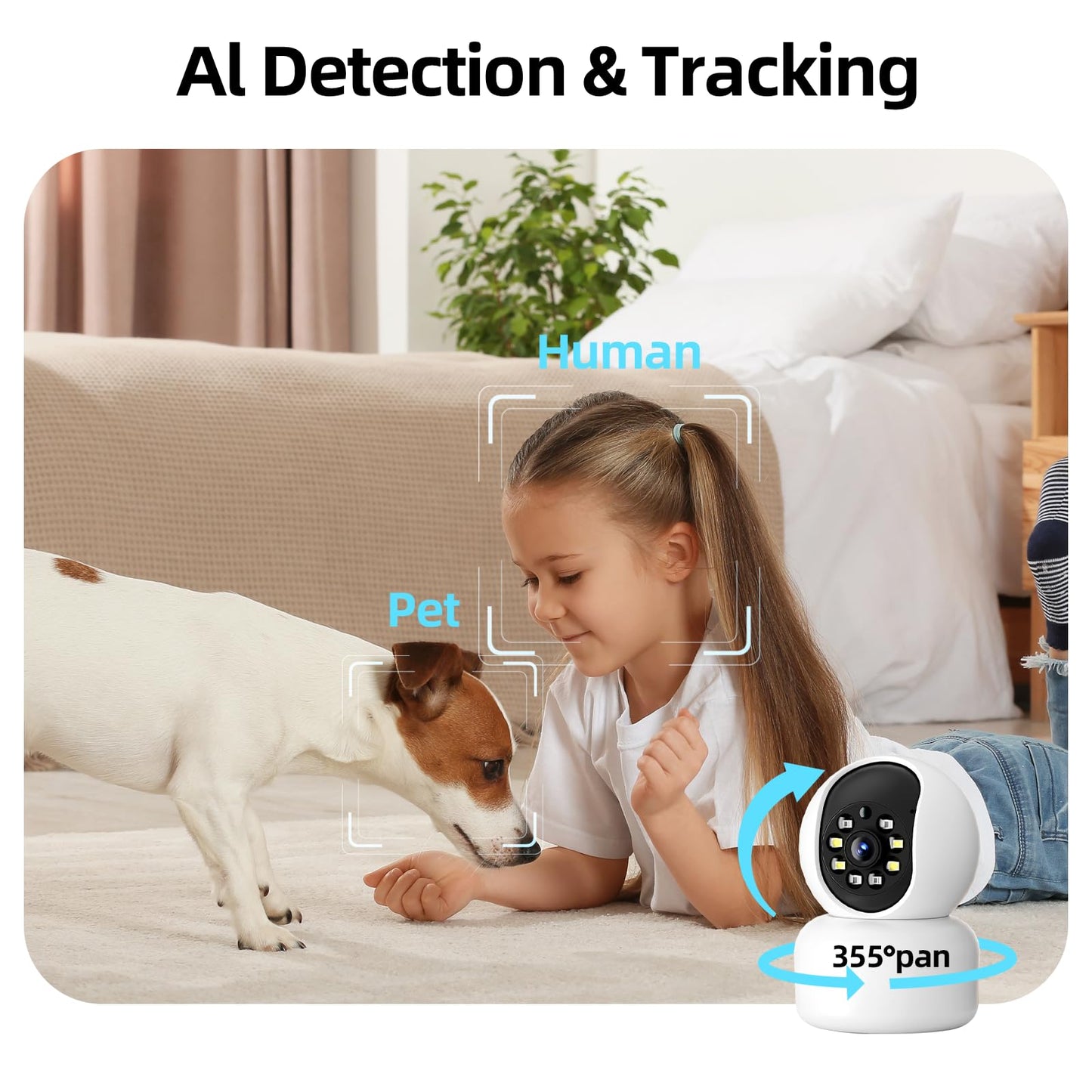 Hawkray 360° 2K 3MP Security Camera Indoor,2.4/5GHz WiFi Smart Motion Alert with AI & 911 Connect,Color Night Vision,355° Pan 60° Tilt,Two-Way Talk