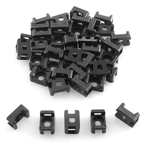 DGZZI Saddle Wire Holder 100PCS Black 4.5mm Width Screw Type Saddle Shape Cradle Tie Mounts Bases Clips Cable Holder