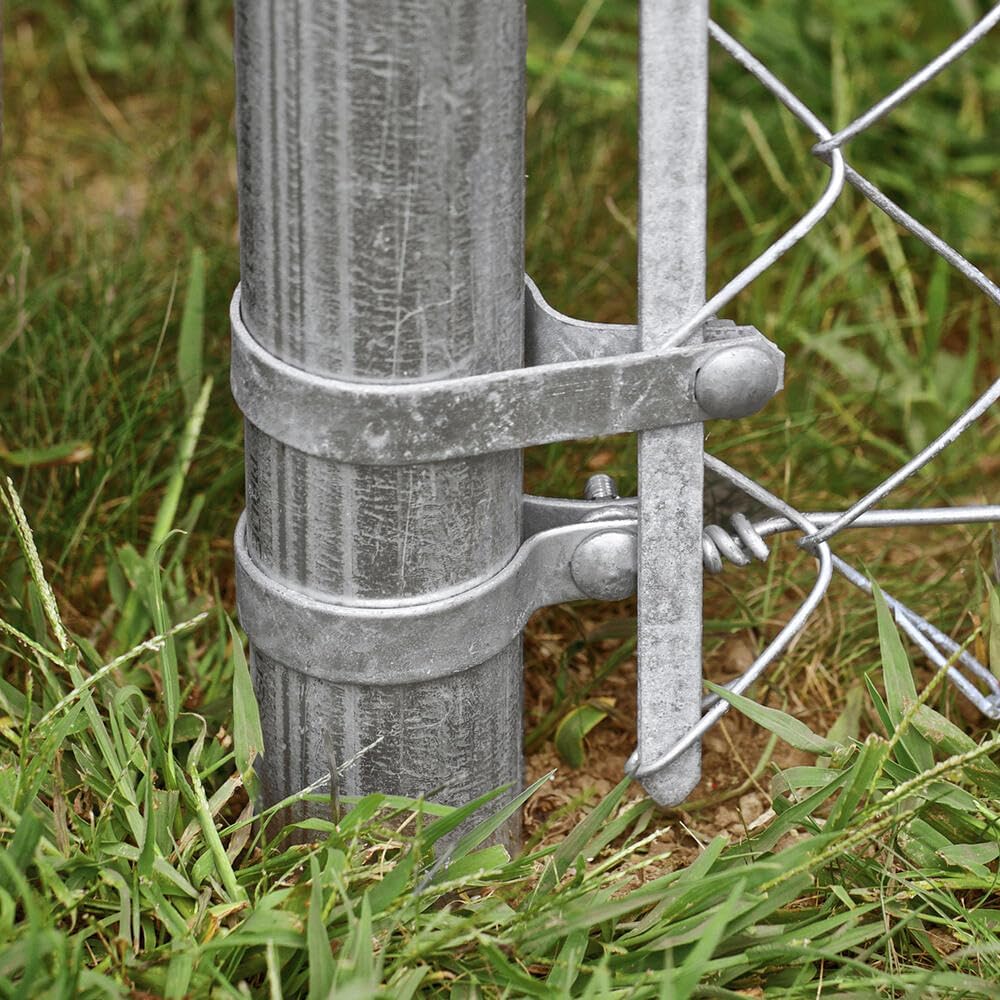 Galvanized Steel Chain Link Tension Band, Durable Steel Chain Link Fence Hardware, Rust-Resistant, Easy Install, Includes Required Bolt (3, 1-3/8")