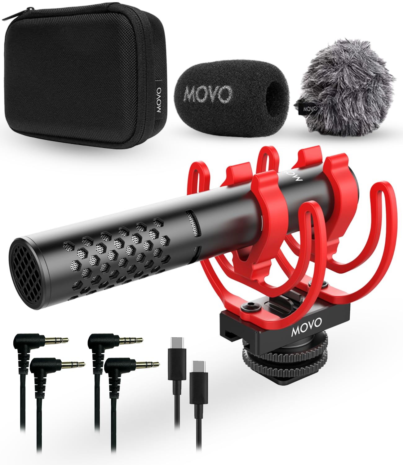 Movo X1-Mini Video Shotgun Mic for Camera - Supercardioid 3.5mm/USB-C Analog/Digital Camera Microphone for DSLR, iPhone and Android Smartphones