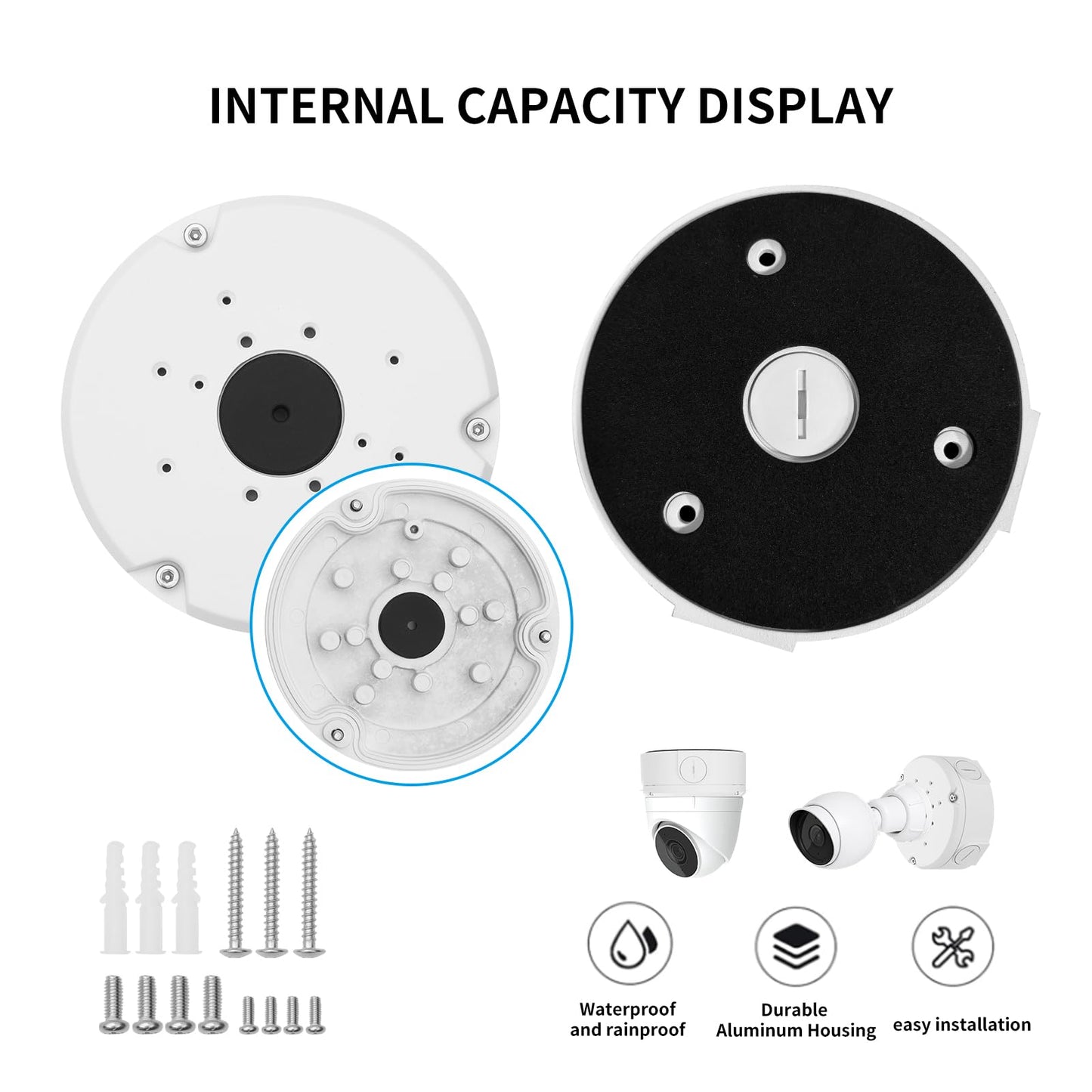 ohbet Junction Box Mount Compatible with Ubiquiti Camera Metal Junction Box Accessories for Unifi Dome Turret Bullet Cameras (G3,G4,G5, G6, AI,Pro)