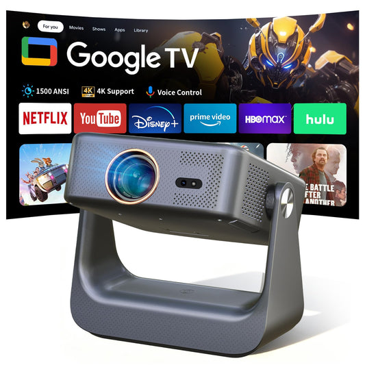 ?Official Google TV/1500 ANSI/4K Supported?Smart TV Projector with WiFi and Bluetooth, Native 1080P Portable Projector, Auto Focus & Keystone, Voice